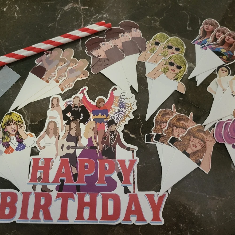 NWT 50 Pcs Singer Swiftie Cupcake Toppers, Singer Cake Decoration Inc Cake Tayor